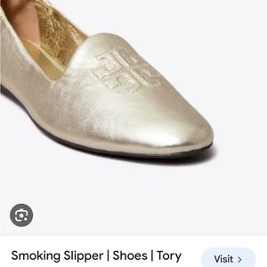 Tory Burch metallic smoking slipper in Spark Gold